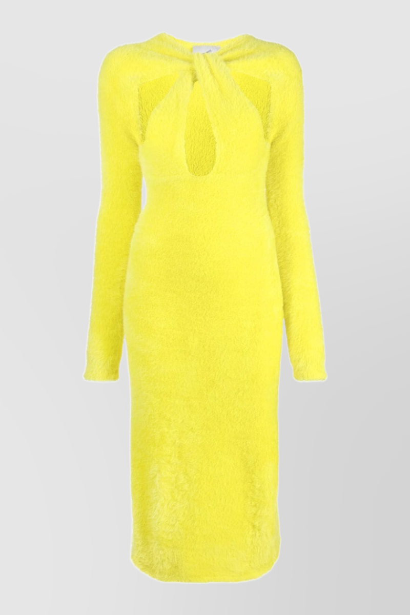 Coperni Yellow twisted cut-out knit dress Renaisa Coperni Yellow twisted cut-out knit dress Renaisa