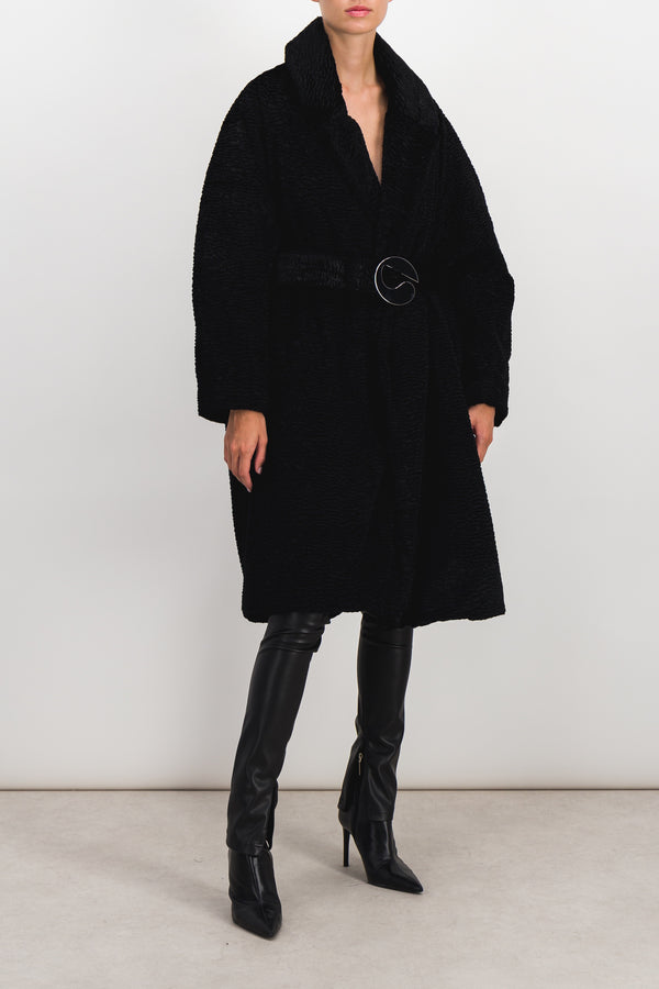 Oversized belted midi coat