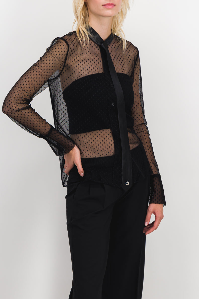 Coperni - Sheer tie neck blouse