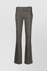 Dark grey belted flared slim pants