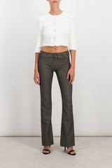 Dark grey belted flared slim pants