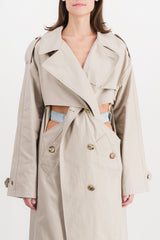 Twisted cut-out trench coat