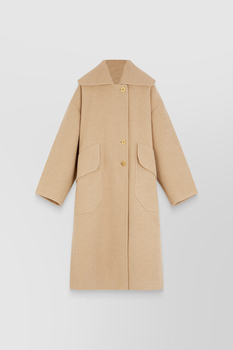 Patou - Beige oversized double sided wool maxi coat