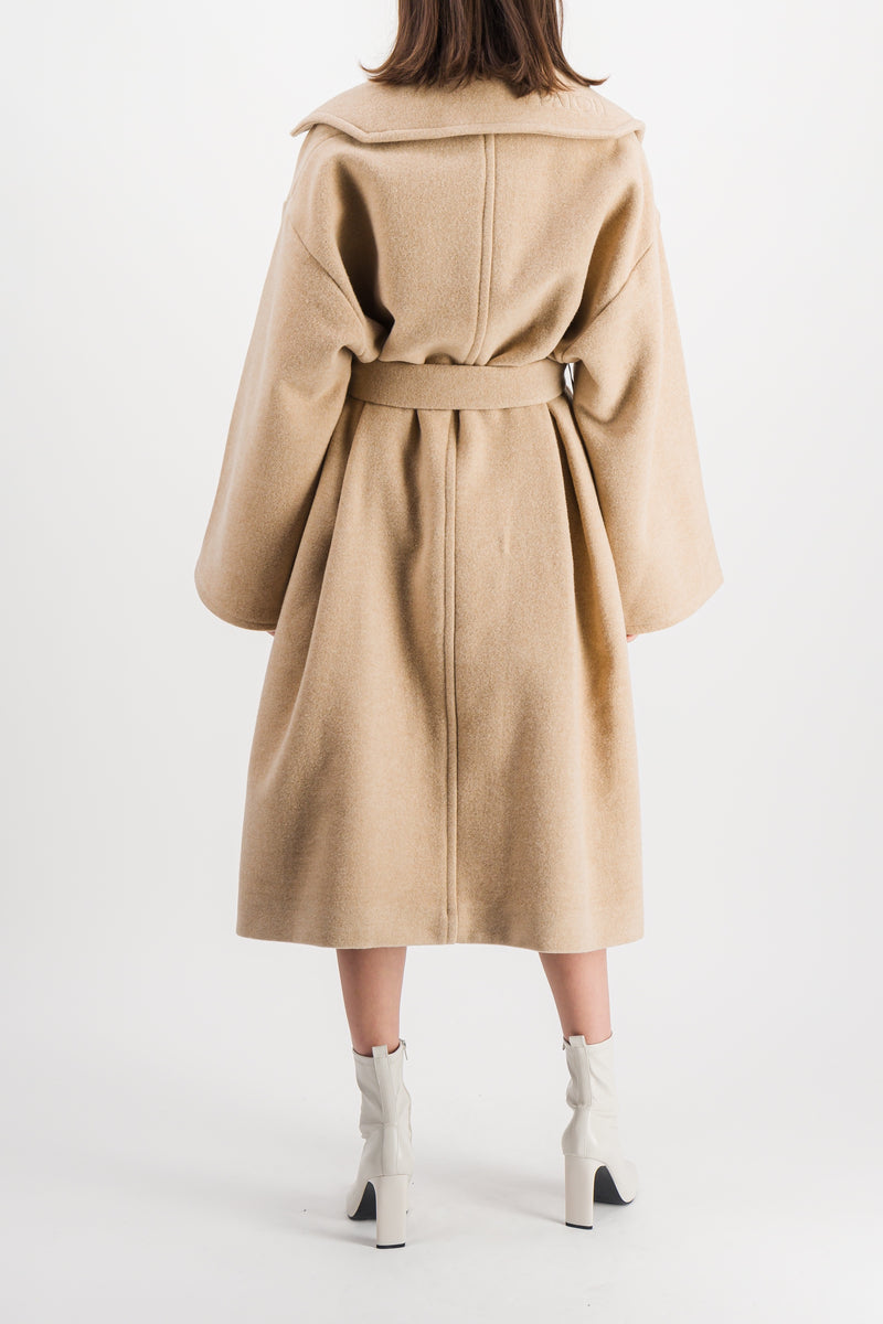 Patou - Beige oversized double sided wool maxi coat