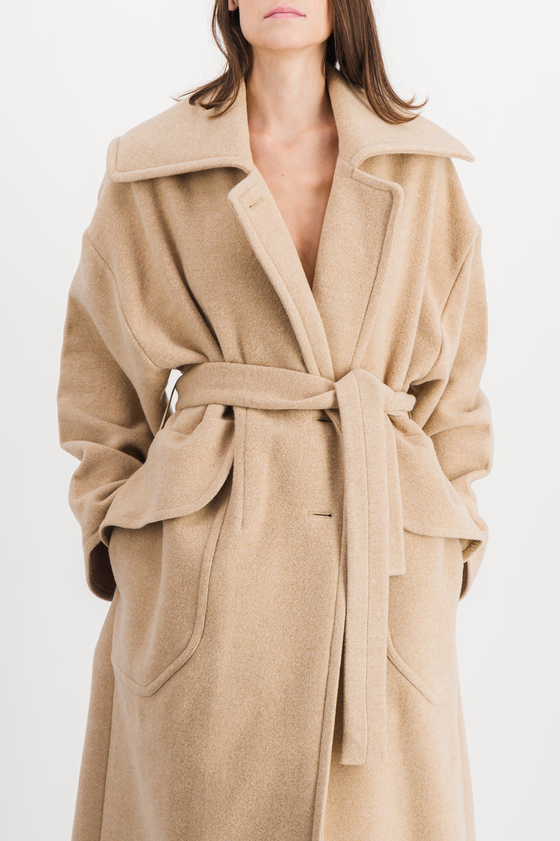 Patou - Beige oversized double sided wool maxi coat