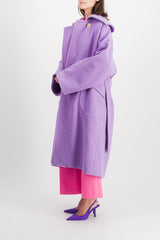 Violet oversized double sided wool maxi coat