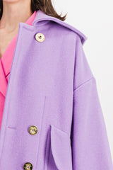 Violet oversized double sided wool maxi coat