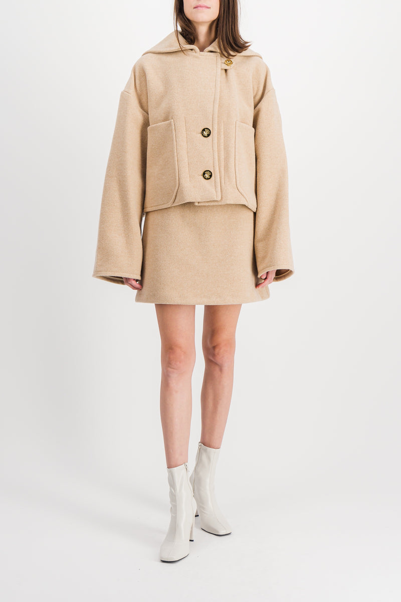 Patou - Oversized double sided wool cropped jacket