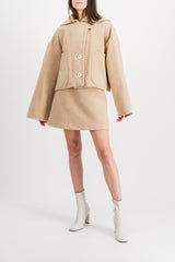 Oversized double sided wool cropped jacket