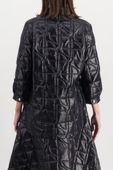 Black JP-logo quilted long overshirt