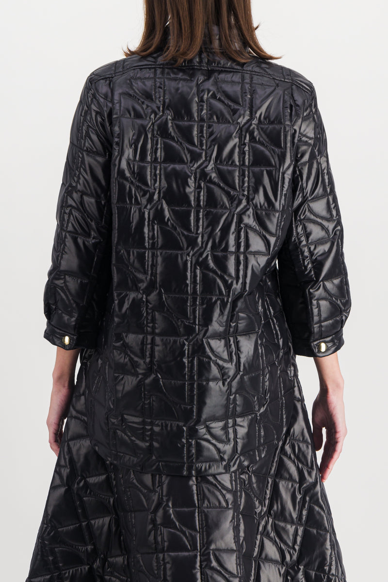 Patou - Black JP-logo quilted long overshirt