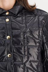 Black JP-logo quilted long overshirt